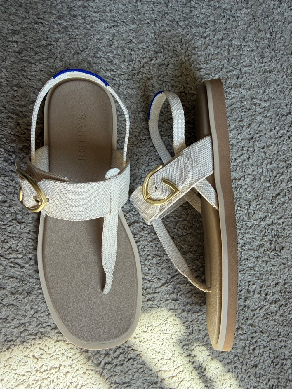 T-Strap Sandal in Cream - Picture 4 of 8